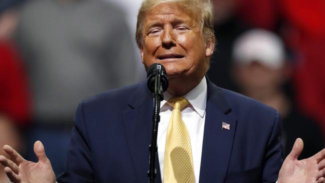 President Donald Trump speaks at a campaign rally Thursday, Feb. 20, 2020, in Colorado Springs, Colo. (AP Photo/David Zalubowski)