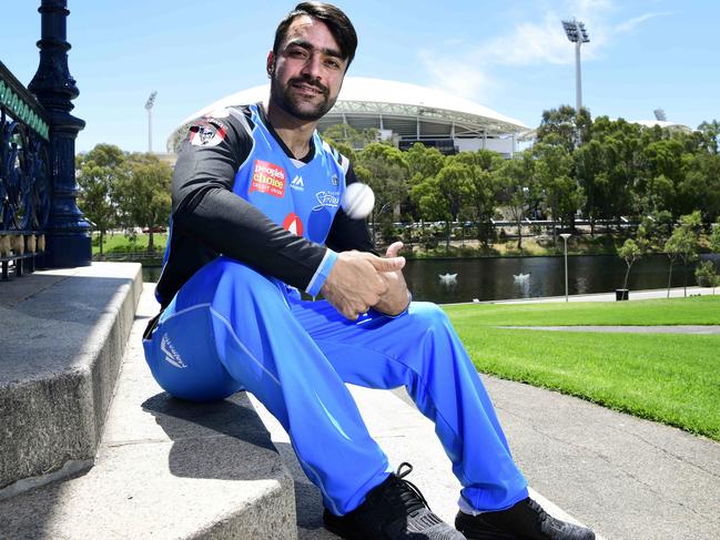 17.12.18 -  Adelaide Strikers' star leg-spinner Rashid Khan was T20's most exciting leg-spinner and Strikers MVP last season. Pictured in Elder Park, Adelaide. Picture: Bianca De Marchi