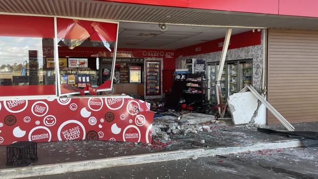 Police are investigating after offenders ram raided the United Fuel service station on the New England Highway about 12.30am on Anzac Day, April 25, 2023 and stole an ATM.