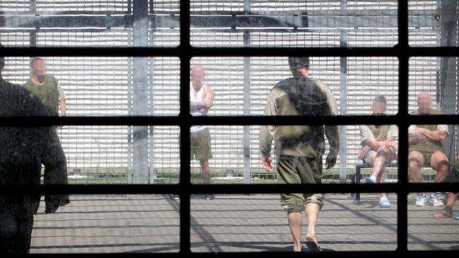 Woodford correctional centre inmates in a high security yard. Photo by Chris McCormack.