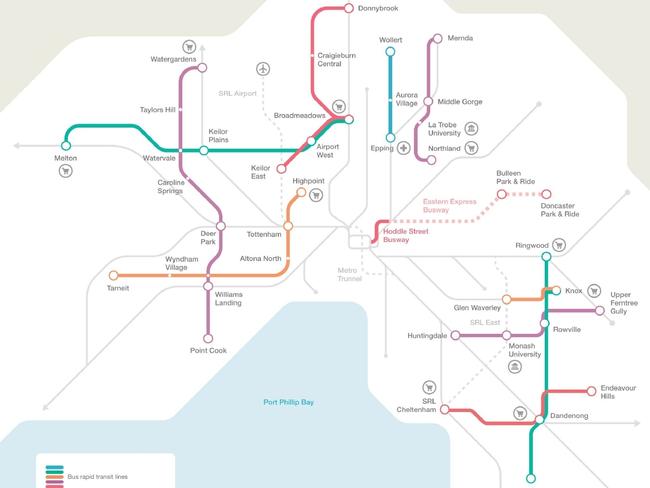 Infrastructure Victoria modelling demonstrates what could be achieved in Melbourne through bus rapid transit. Picture: Infrastructure Victoria