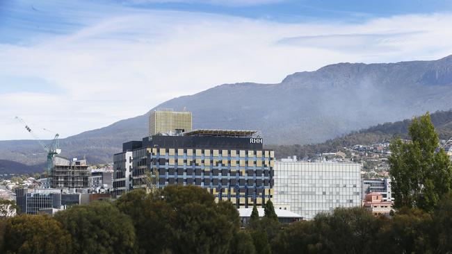 Hobart Private Hospital, pictured next to the Royal Hobart Hospital, is keeping mum on the future of its maternity ward. File picture