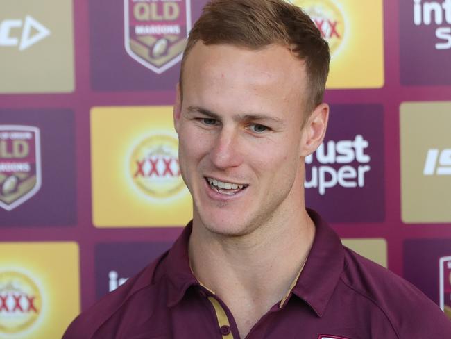 Daly Cherry-Evans talks to media. The Queensland State of Origin side meeting fans at Hervey Bay for the teams Fan Day.  Pic Peter Wallis