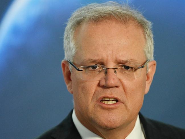 Prime Minister Scott Morrison at the opening of the new Australian Space Agency in Adelaide yesterday. Picture: David Mariuz/AAP