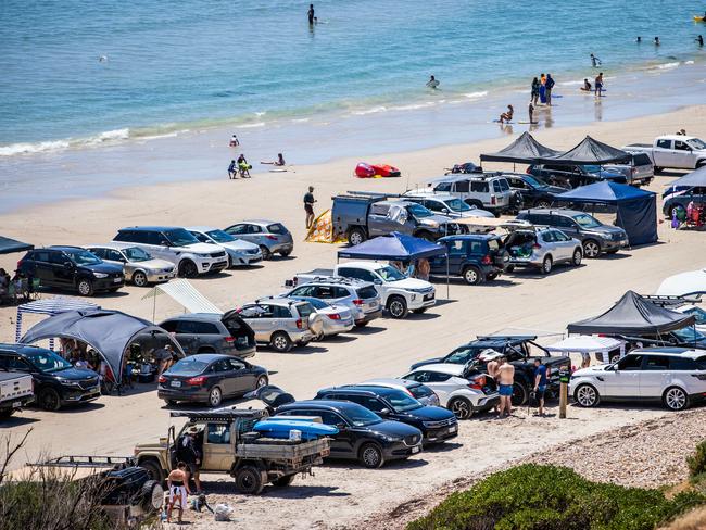 View from Sellicks Beach of a packed beach on January 1st, 2023.Picture: Tom Huntley