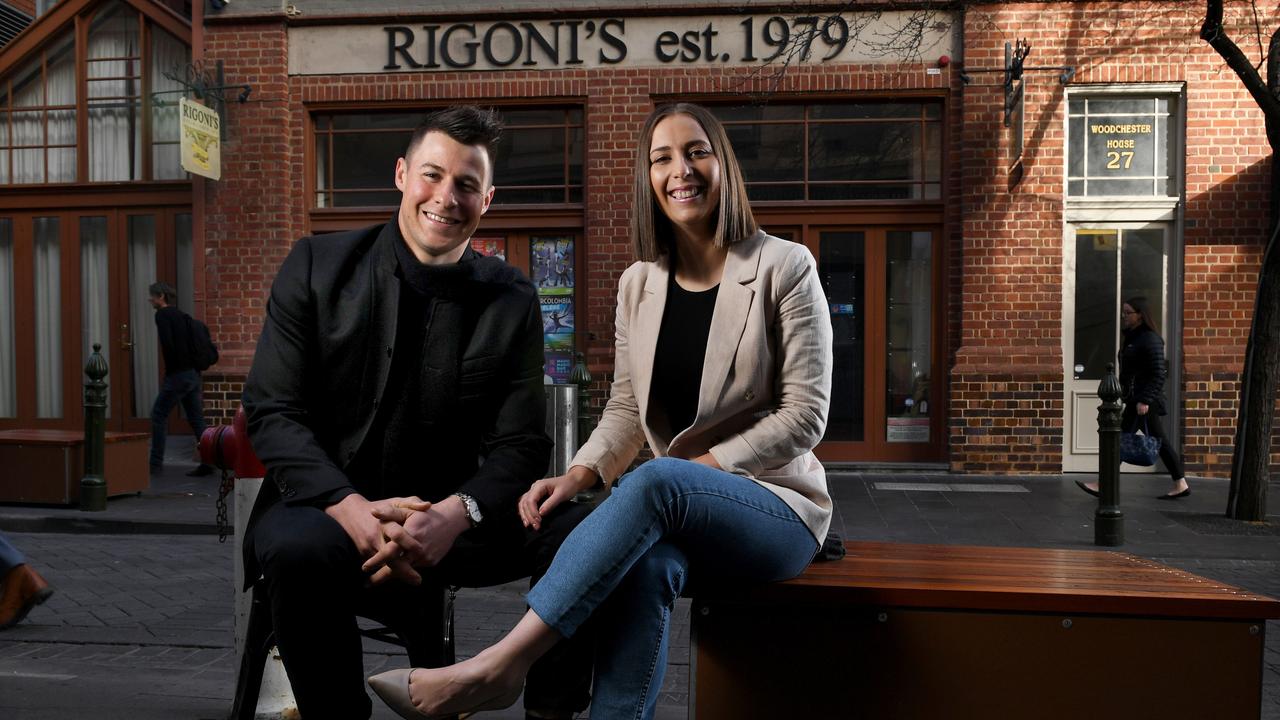 Max and Laura Sharrad are pictured in front of the old Rigoni's site, Leigh St in 2020. Picture: Tricia Watkinson