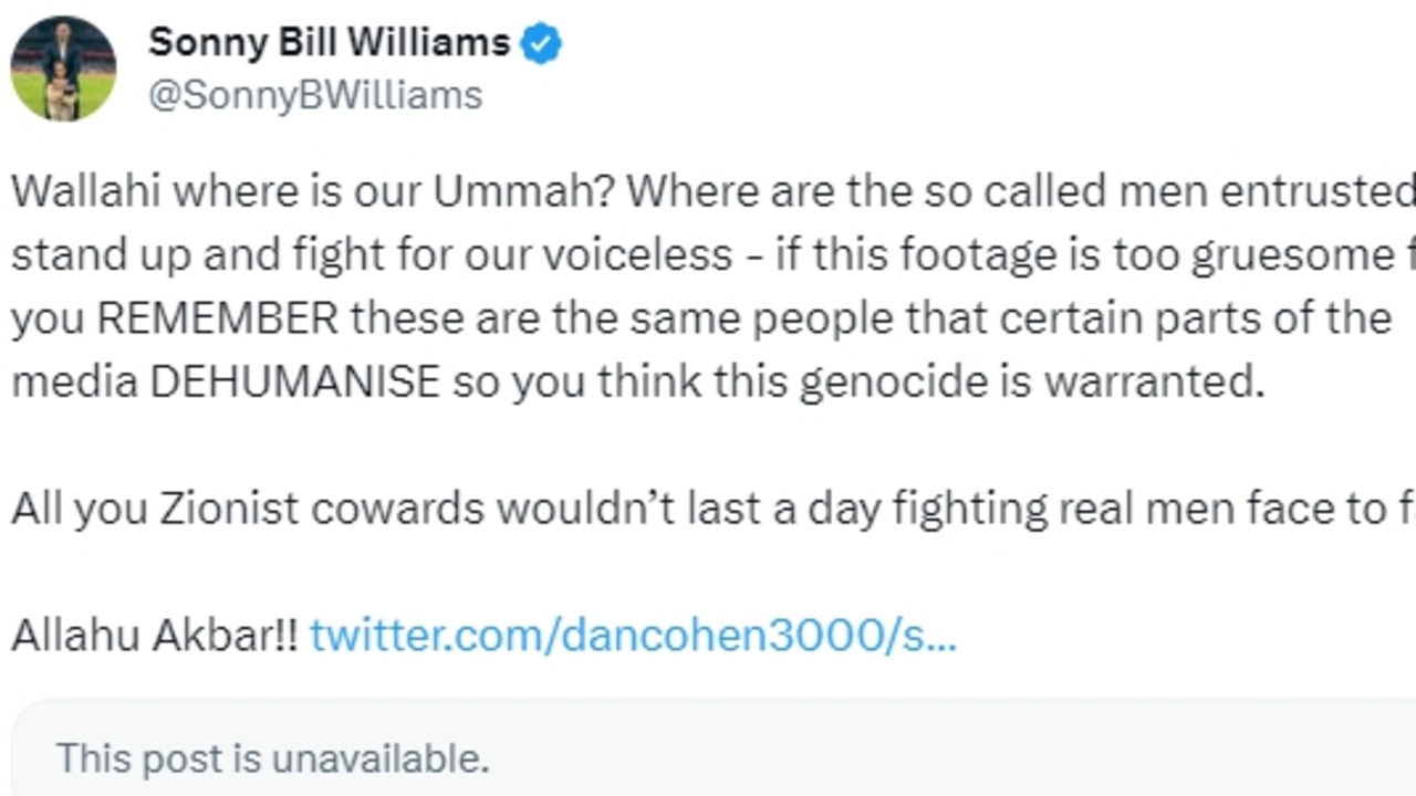 Sonny Bill Williams' Hamas-Israel war video sparks heated debate | news.com.au  â€” Australia's leading news site