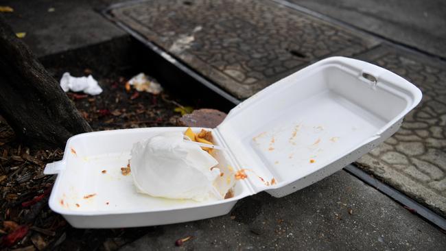 Polystyrene foam food containers and cups as well as single-use plastic straws, stirrers, cutlery and plates are now banned. Picture: NCW NewsWire / Dan Peled