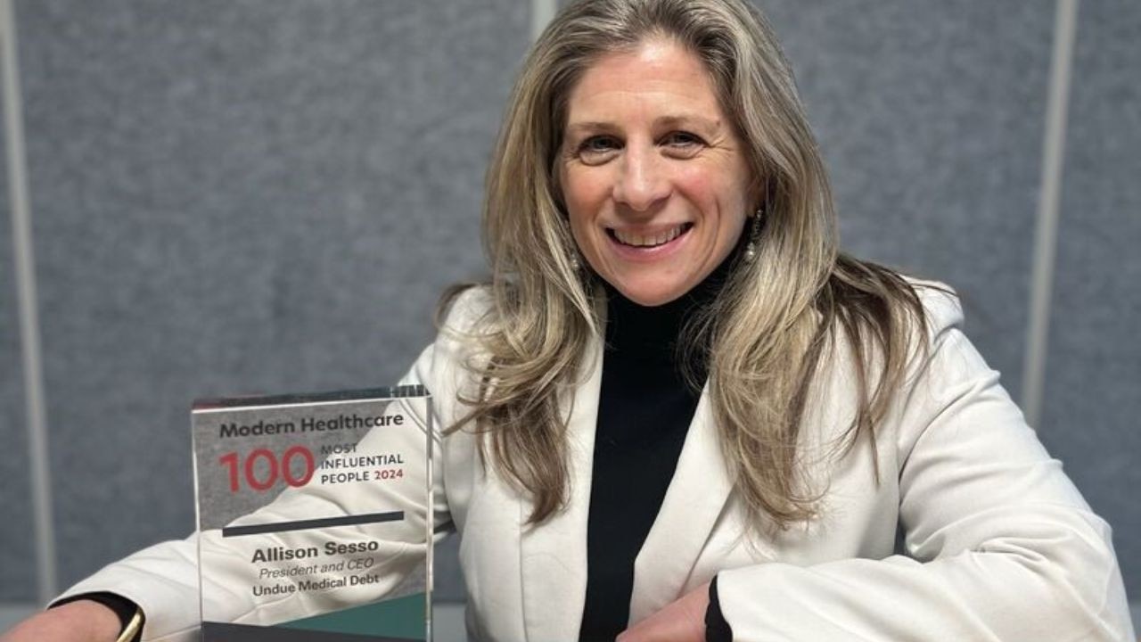 Allison Sesso is the CEO of Undue Medical Debt, a non-profit that forgives medical debt for those in financial hardship. Under her leadership, the organisation has forgiven over $22 billion in medical debt. Picture: LinkedIn