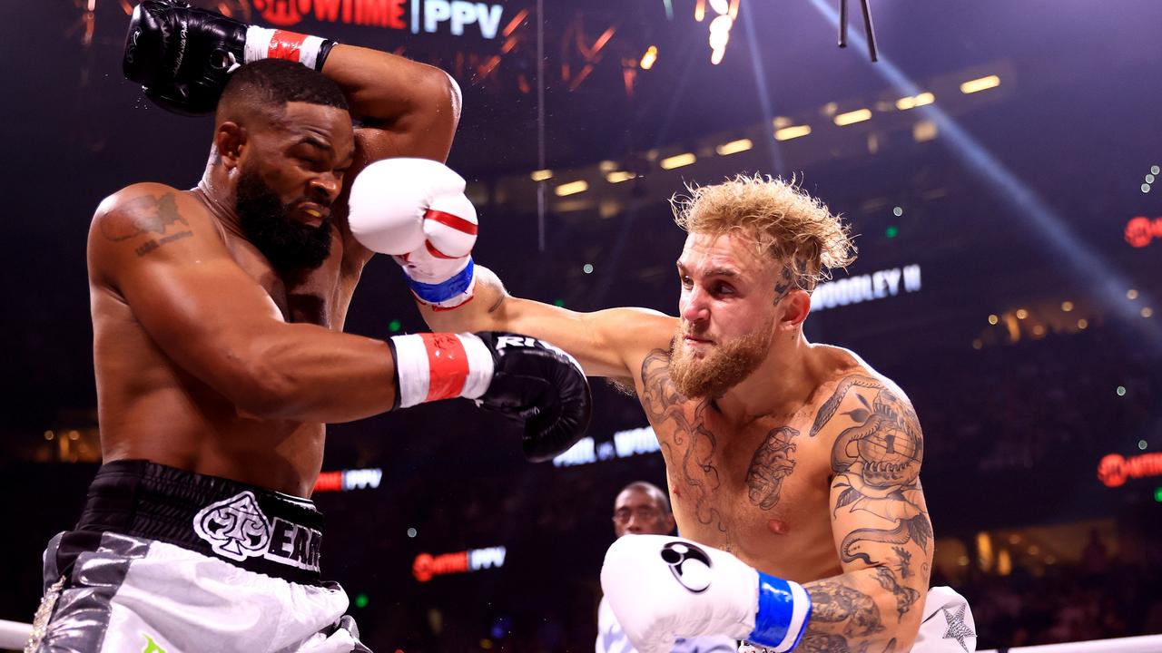 Tyron Woodley was no match for Jake Paul. (Photo by Mike Ehrmann/Getty Images)
