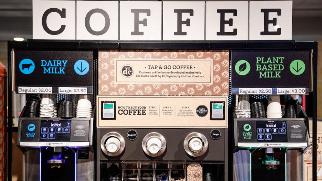 The new store features a coffee and orange juice station. Picture: Hanna Lassen/Getty Images for Coles