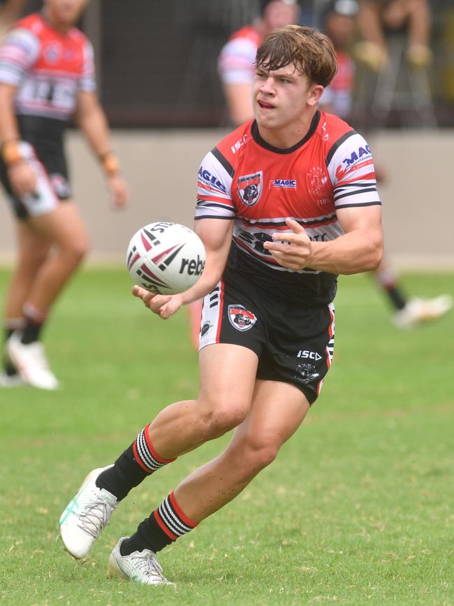 Kirwan High against Ignatius Park College in the Northern Schoolboys Under-18s trials at Brothers Rugby League Club in Townsville. Cooper Cox. Picture: Evan Morgan