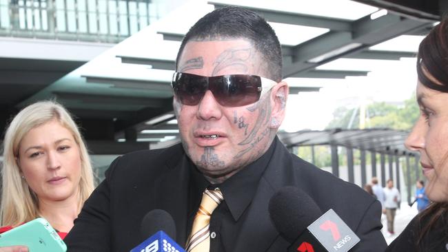 Jacques Teamo outside court after appearing over the Broadbeach bikie brawl.