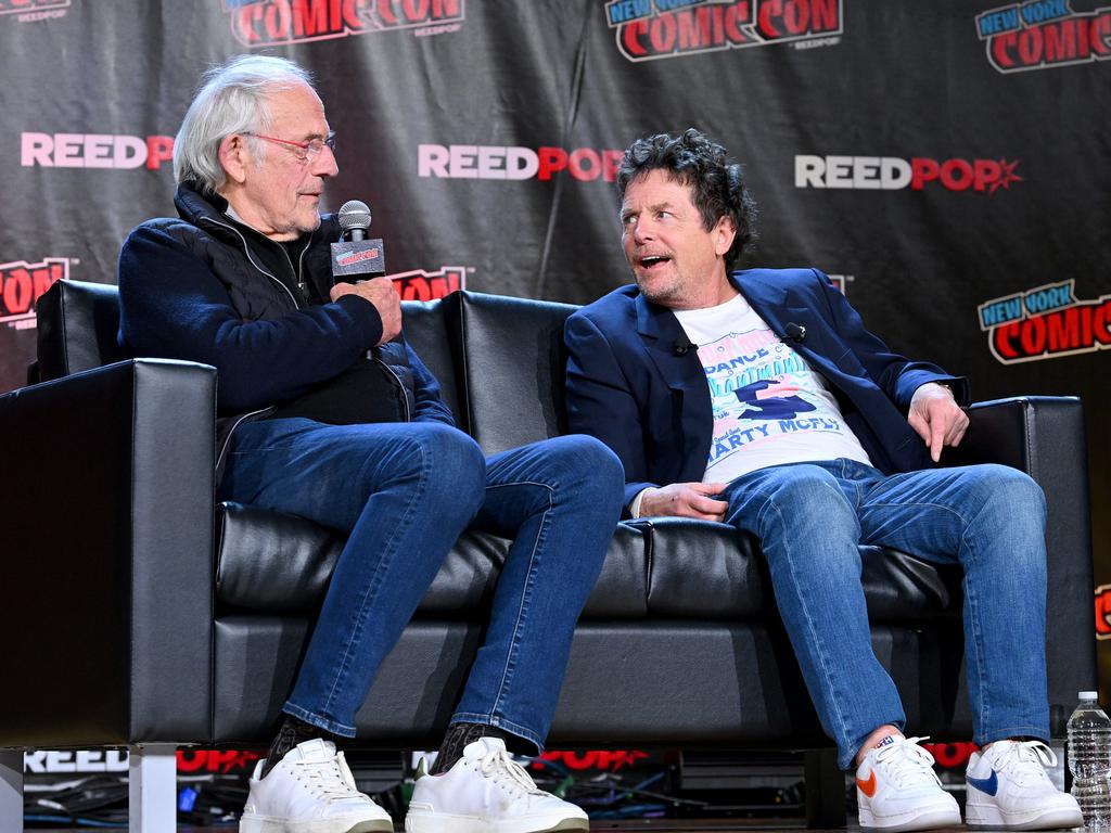 Christopher Lloyd and Michael J. Fox reunite at New York Comic Con 2022. Picture: Bryan Bedder/Getty Images for ReedPop