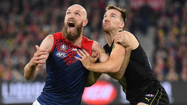 Max Gawn gives away a lot of free kicks in the ruck. Picture: Quinn Rooney/Getty Images