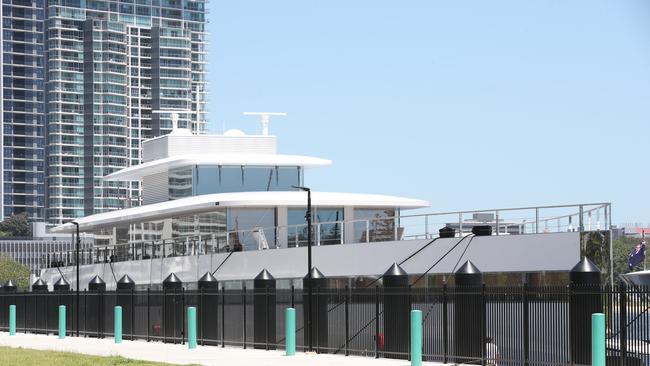 The Venus from George Town docked at Southport Yacht Club. The mega-yacht was built for late Apple founder Steve Jobs. Picture: Glenn Hampson.