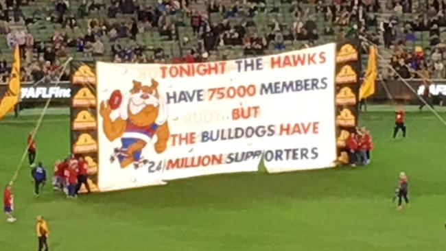 The Bulldogs banner last week against Hawthorn.