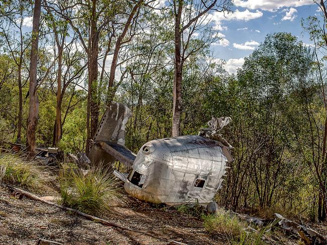 EMBARGO FOR TWAM 06 MAY 2023. FEE MAY APPLY. WW2 Liberator piece in the bush. Photo: Glen Campbell/Supplied