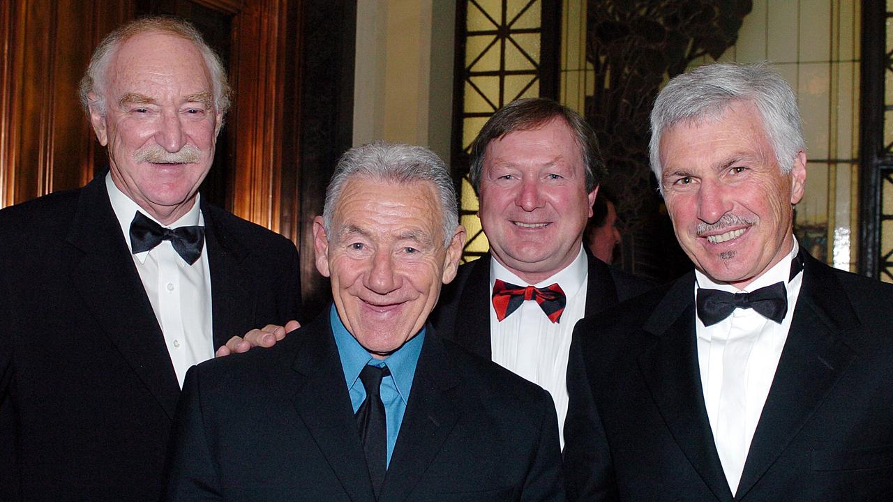 Four legendary coaches: Tony Jewell, Tom Hafey, Kevin Sheedy and Mick Malthouse.