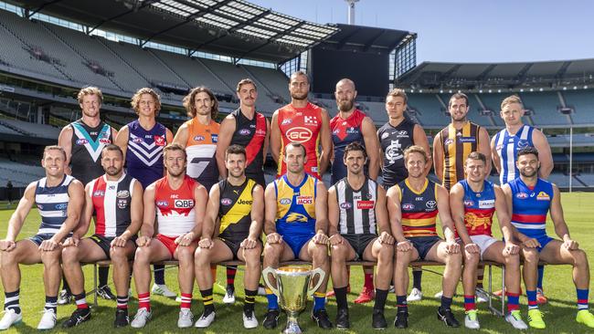 AFL leaders gathered for the annual Captains’ Day. Pic: AAP 