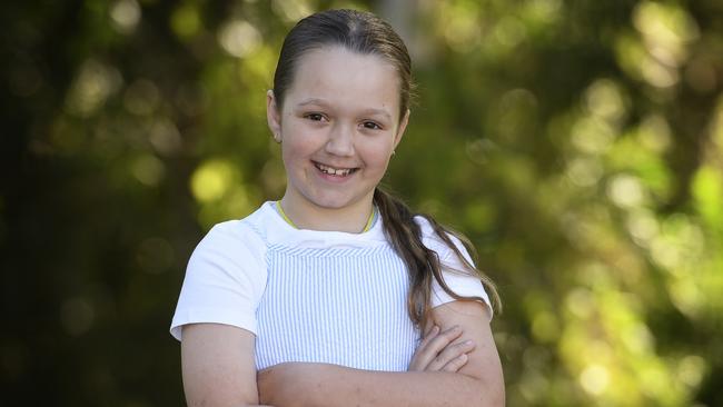Paige Gillman, 7, was left with multiple crush injuries that included a collapsed lung, serious lacerations, and four broken ribs after a freak accident involving a gate at her pony club in May last year. Picture: Supplied
