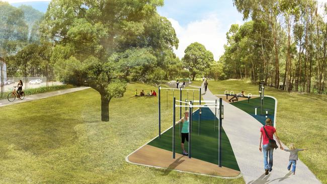 What it could look like ... an artist’s impression of the M5 linear park in Bexley, Kingsgrove and Beverly Hills.