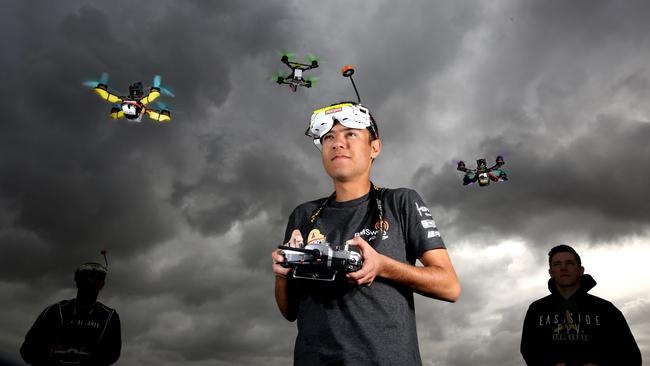 Australian champion drone pilot Thomas Bitmatta. Picture: Stuart Milligan