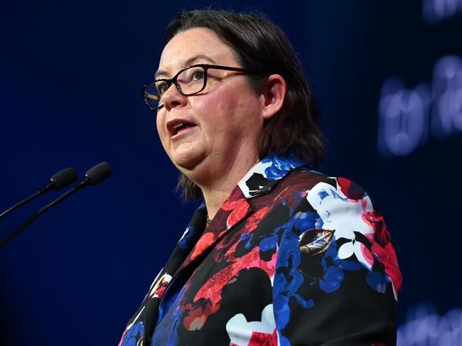 ADELAIDE, AUSTRALIA - NewsWire Photos May 16, 2023: Annual national oil and gas conference (APPEA 2023 Conference & Exhibition) in Adelaide. Federal Government Address given by The Hon Madeleine King MP, Minister for Resources and Northern Australia. Picture: NCA NewsWire / Naomi Jellicoe