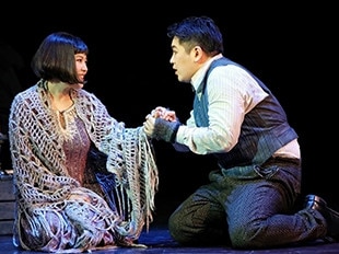 Karah Son as Mimi and Kang Wang as Rodolfo in Opera Australia's 2020 production of La Bohème at the Sydney Opera House. Picture: Prudence Upton