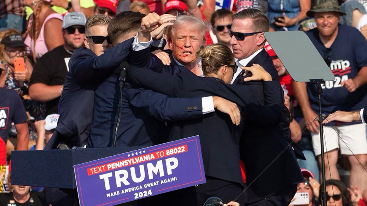 Donald Trump was shot at during a political rally in Butler, Pennsylvania on Sunday morning Australian time. Picture: Rebecca Droke / AFP