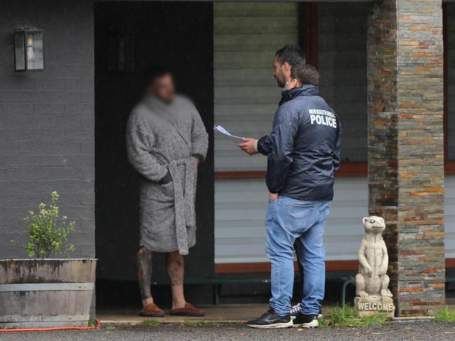 NSW Police serve Allan Meehan, national president of the Comanchero a notice of application of a Serious Crime Prevention Order on Friday morning.