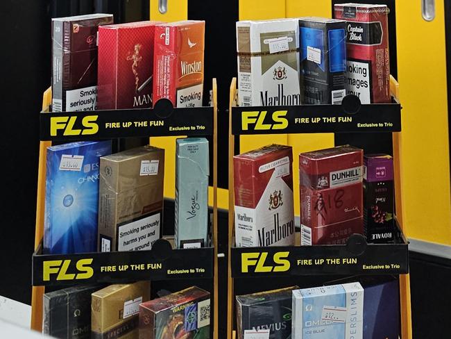 A display of illicit tobacco in a Melbourne shop.