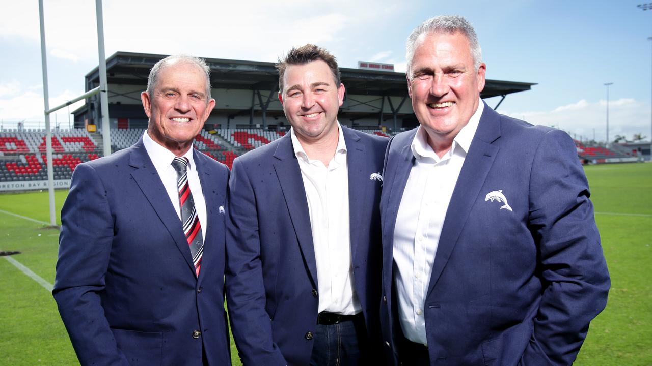 L to R, Bob Jones the Chairman of the RDRLFC, Terry Reader the NRL Bid director, Tony Murphy the CEO of the Dolphins Group, NRL has confirmed the Queensland based Dolphins will become the 2023 NRL season, Redcliffe, Wednesday 13th October 2021 – Photo Steve Pohlner, NRL has confirmed the Queensland-based Dolphins will become the 2023 NRL season, Redcliffe, Wednesday 13th October 2021 – Photo Steve Pohlner