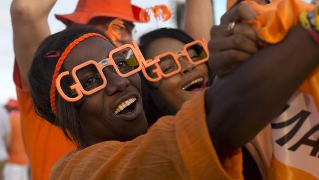 Plenty of orange on Copacabana beach, in Rio de Janeiro.