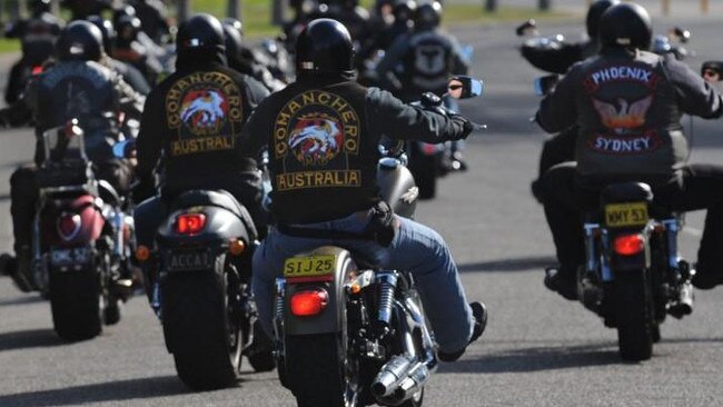 Members of an outlaw motorcycle gang. Picture: Dean Lewins