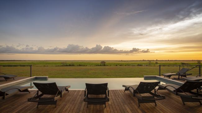 Finniss River Lodge’s pool looks out over the floodplains.