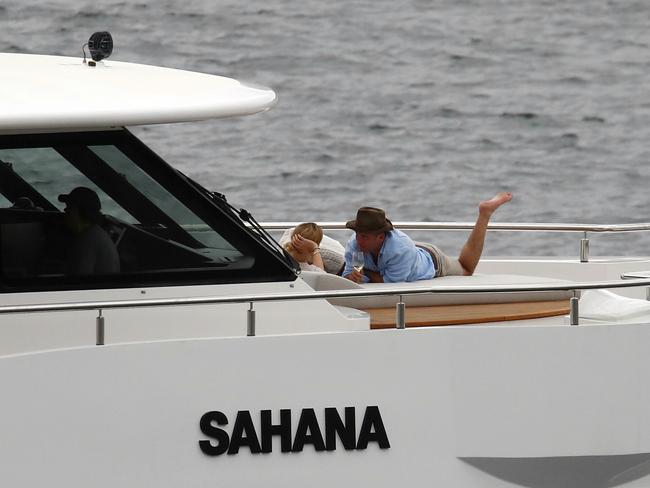 They were seen drinking and laughing on five-star yacht, Sahana. Picture: News Corp Australia