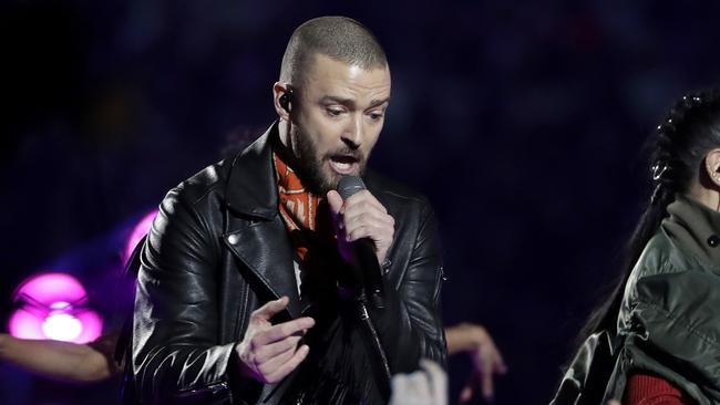 <a capiid="d8807b271fc17d24aa451a66ab8fc6fa" class="capi-video">JT wows SuperBowl crowd</a>
                     Justin Timberlake performs during halftime of the NFL Super Bowl 52 football game. Picture: AP