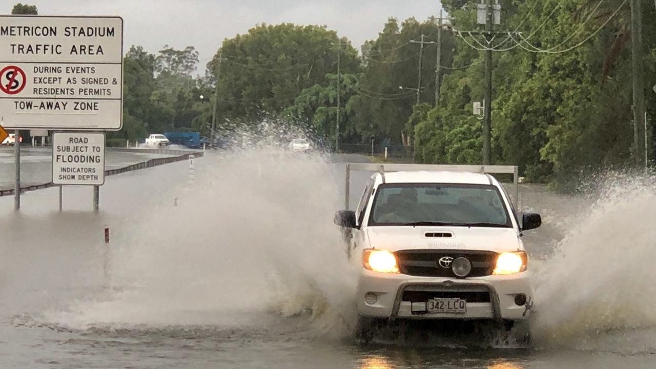 Flooding near Metricon Stadium at Carrara. Picture: Glenn Hampson