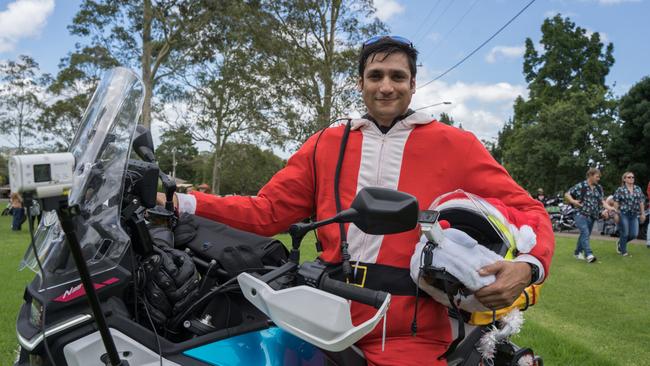 Adrian Outim at the Downs Motorcycle Sport Club 2024 toy run. Sunday, December 15, 2024. Picture: Christine Schindler