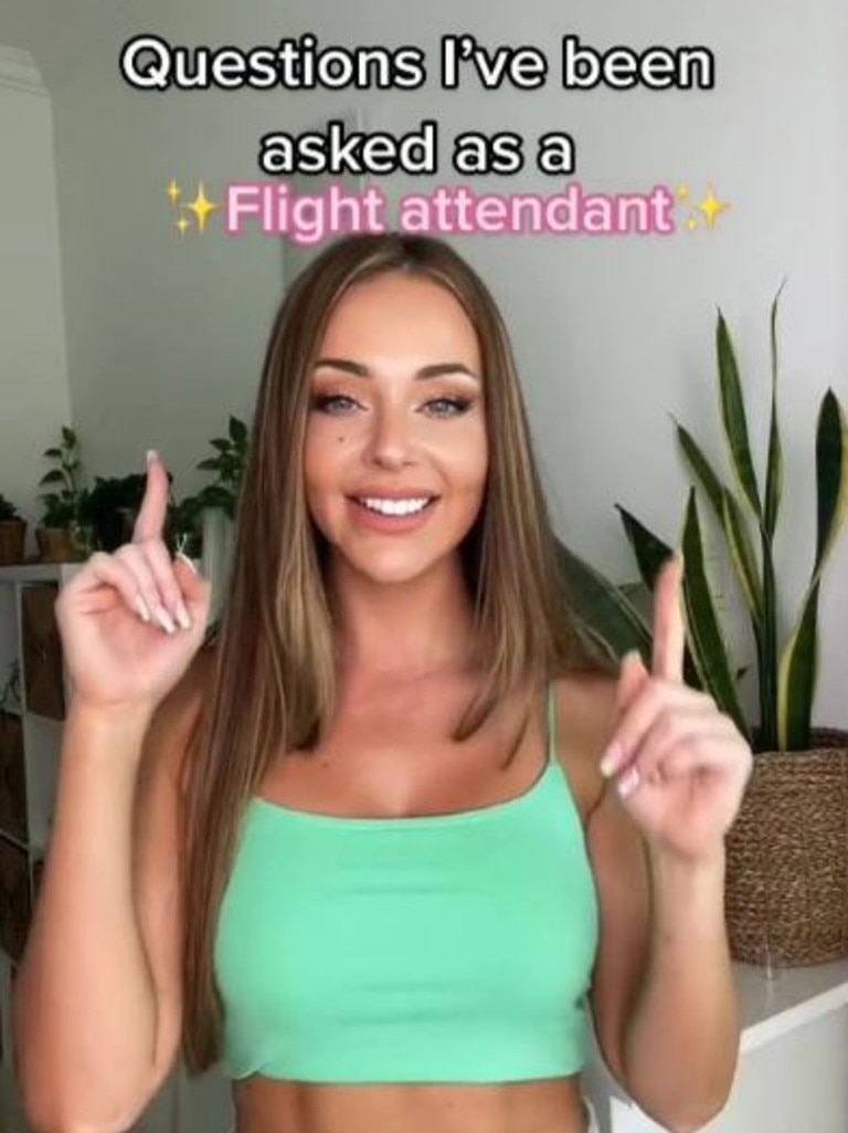 A flight attendant on TikTok has answered the questions she’s frequently asked. Picture: @daniboyy