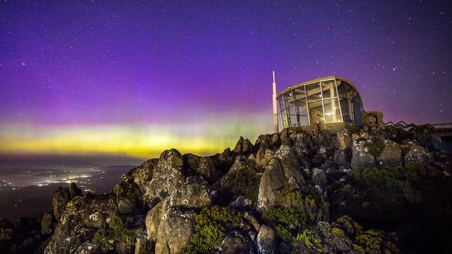 Southern Lights over Mt Wellington. Picture: iStock