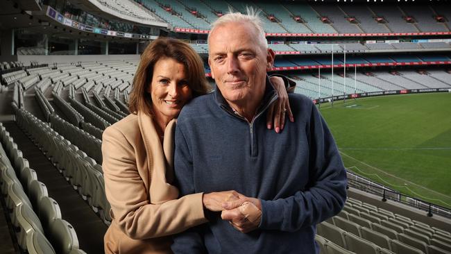 Roberts with wife Carolyn. Picture: David Caird