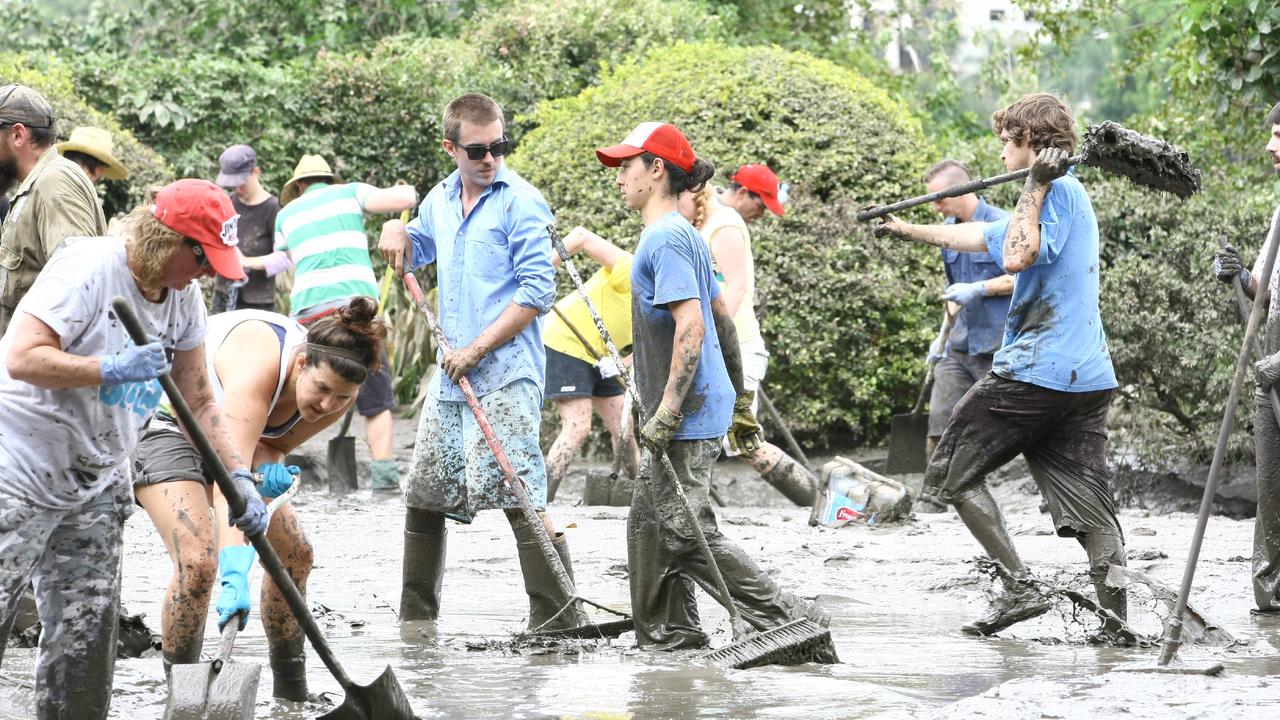 Volunteers clean out a property on Avebury St in 2011.