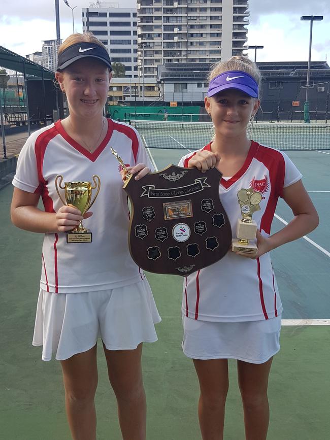 Tennis Gold Coast Inter-School Tennis Challenge. Middle Girls - PBC: Ebonie Russell &amp; Karissa Muir. Picture: SUPPLIED