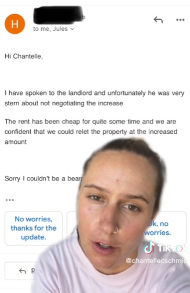 Chantelle Schmidt’s landlord refused to budge. Picture: TikTok