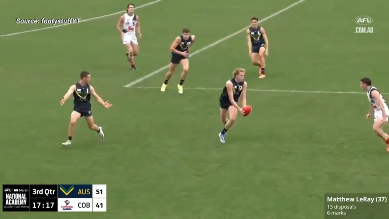 SANFL footballer Matthew LeRay in action