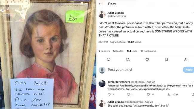 "Cursed" portrait returned twice to shop. Picture: Twitter.