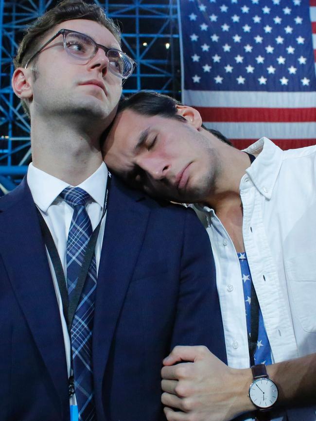 Hillary Clinton supporters react during election night. Picture: Supplied