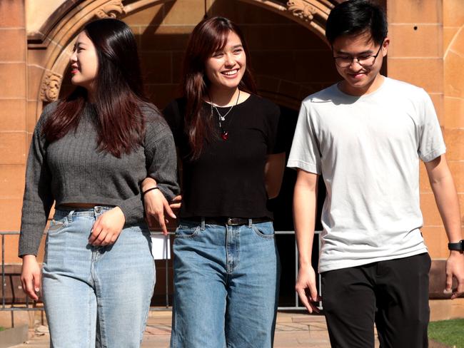 International University of Sydney students (L-R) Taiwanese Alina Lin (27), Malaysian Leesa Zulkefli (25) and Singaporean Natsaran And (26). The Albanese government will reform its visa requirement so international students will not be penalised for revealing that they want to migrate to Australia. Jane Dempster/The AustralianThe Albanese government will reform its visa requirement so international students will not be penalised for revealing that they want to migrate to Australia. Jane Dempster/The Australian